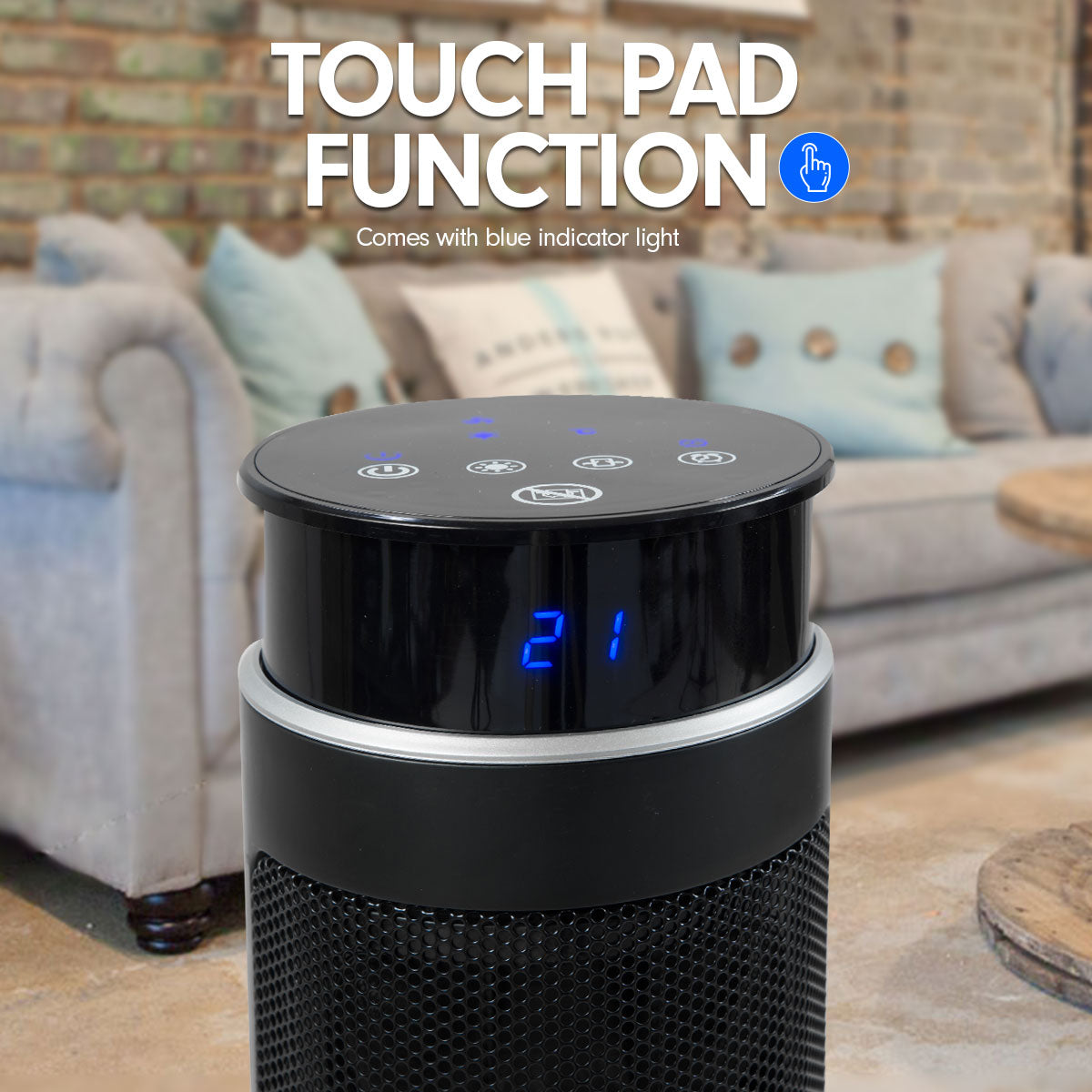 Pronti Electric Tower Heater 2000W Ceramic Portable Remote - Black Pronti