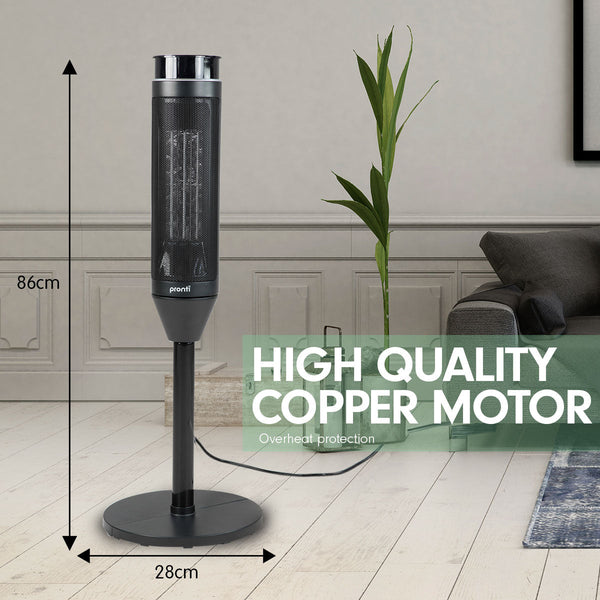 Pronti Electric Tower Heater 2000W Ceramic Portable Remote - Black Pronti
