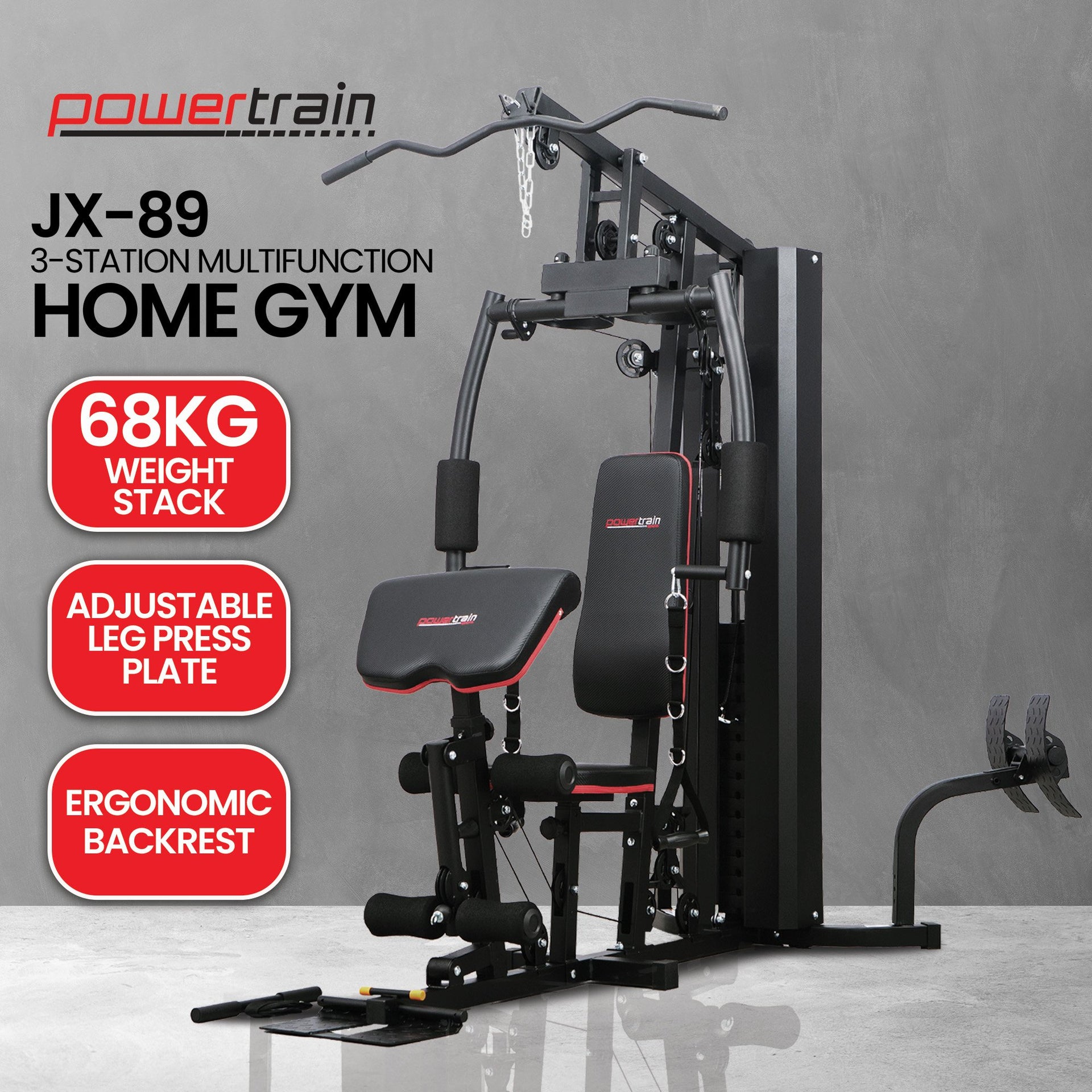 Powertrain Jx-89 Multi Station Home Gym 68kg Weight Cable Machine Does not apply