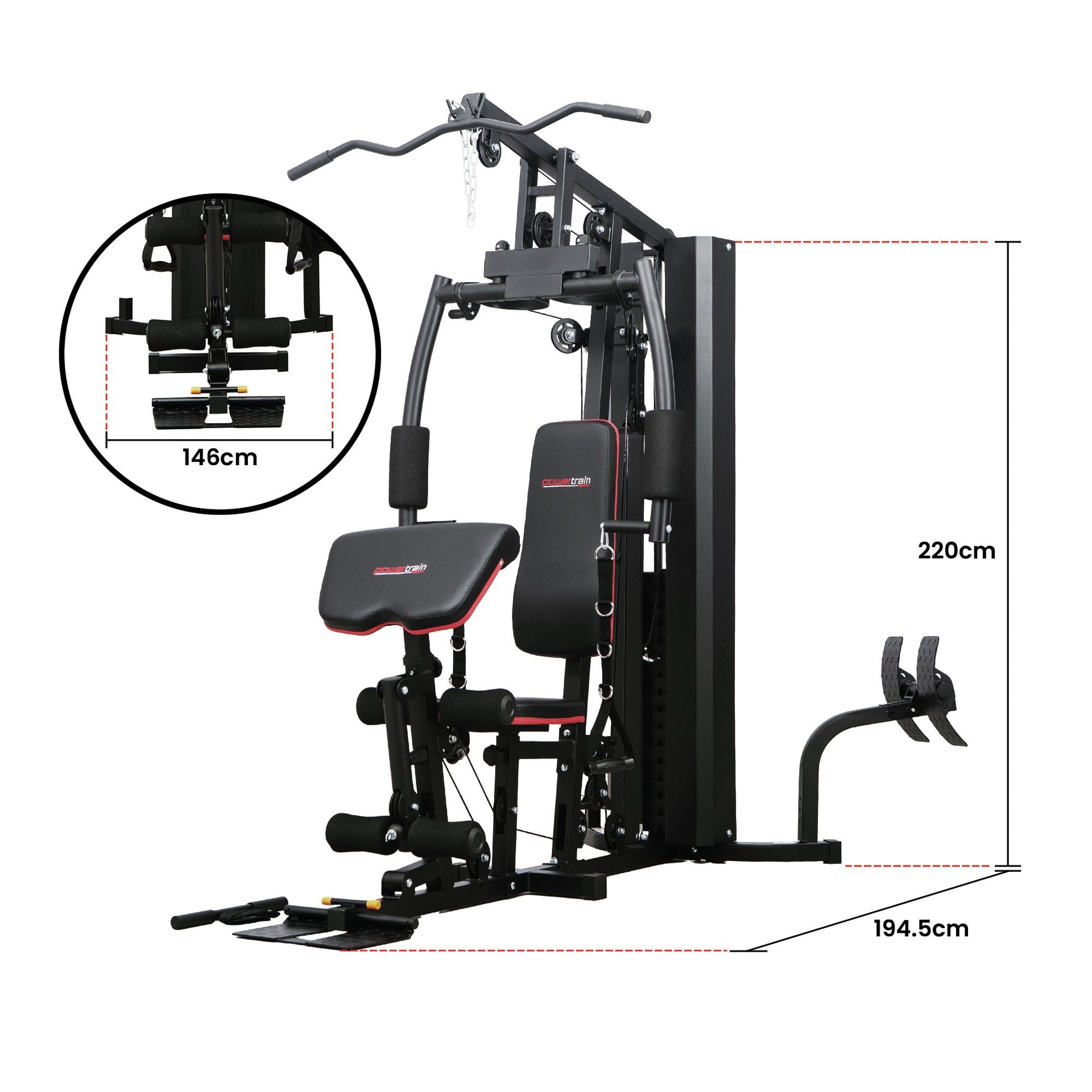 Powertrain Jx-89 Multi Station Home Gym 68kg Weight Cable Machine Does not apply
