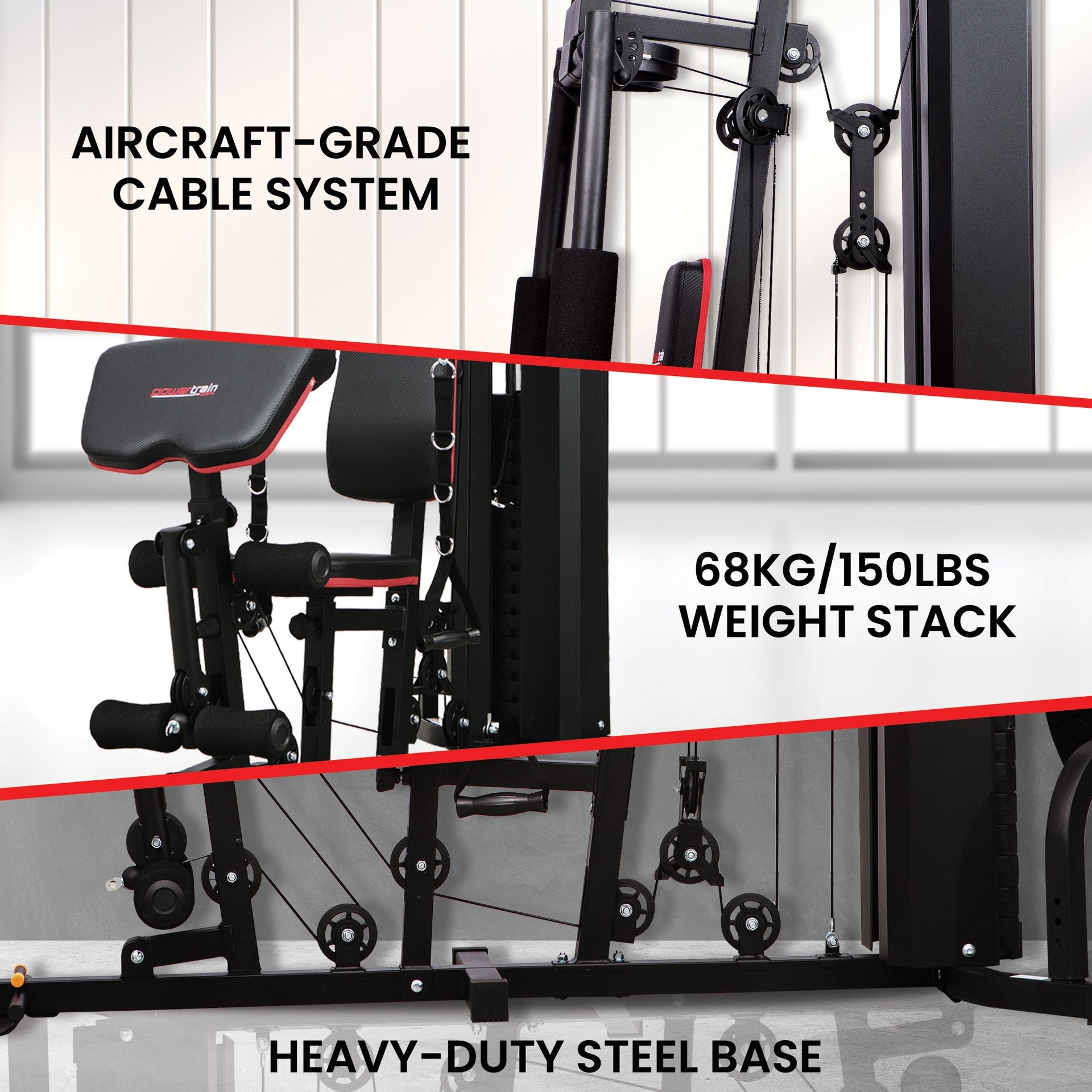 Powertrain Jx-89 Multi Station Home Gym 68kg Weight Cable Machine Does not apply