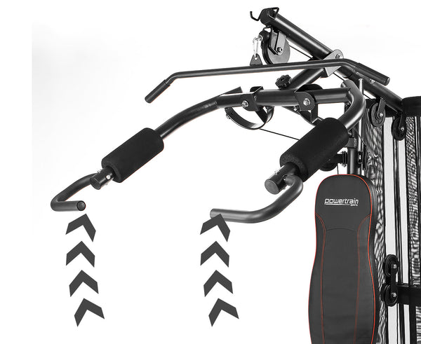Powertrain Multi Station Home Gym With 68kg Weights Preacher Curl Pad Powertrain