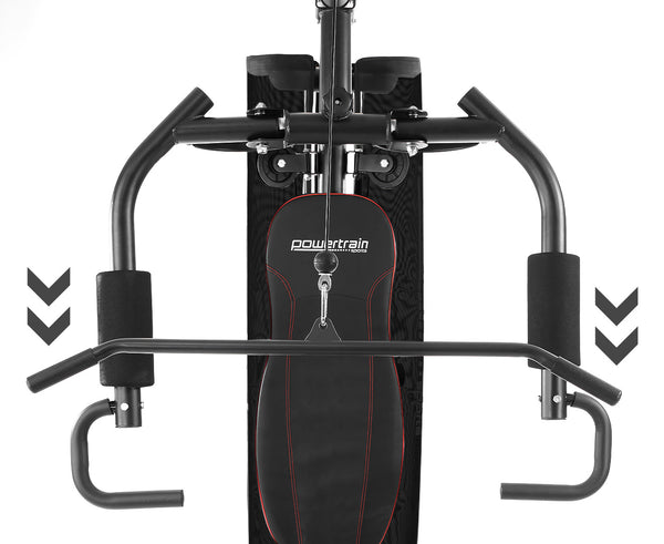 Powertrain Multi Station Home Gym With 68kg Weights Preacher Curl Pad Powertrain