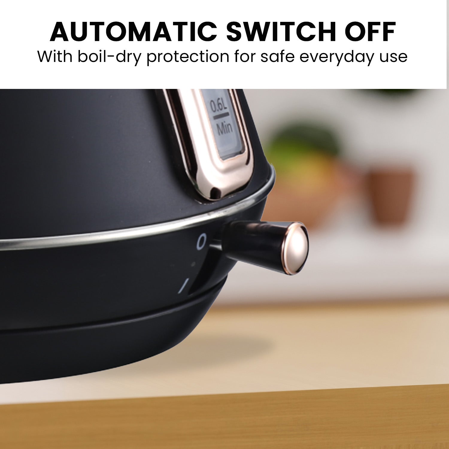 Pronti 1.7L Rose Trim Collection Kettle - Black Pronti