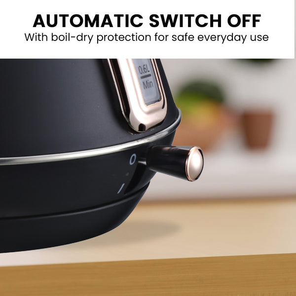 Pronti 1.7L Rose Trim Collection Kettle - Black Pronti