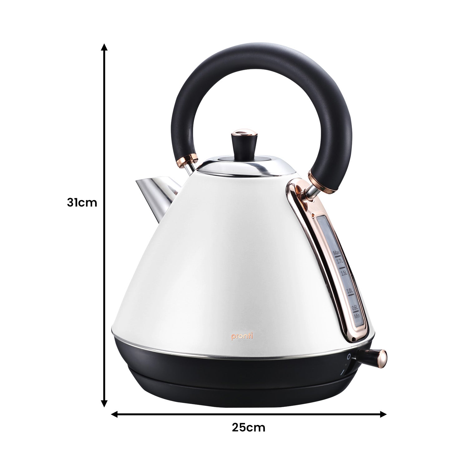 Pronti Rose Trim Collection Toaster & Kettle Bundle - White Pronti