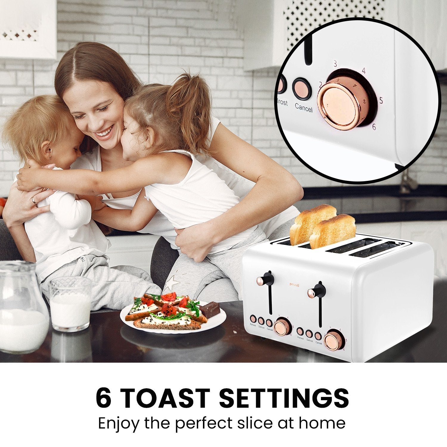 Pronti Rose Trim Collection Toaster & Kettle Bundle - White Pronti