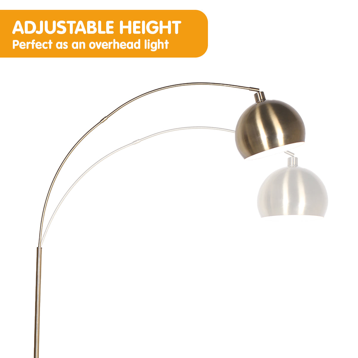 Sarantino Arc Floor Lamp Antique Brass Finish with Marble Base Sarantino