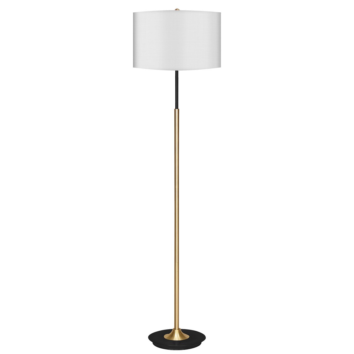 Sarantino Metal Floor Lamp Brushed Brass Finish with White Shade Sarantino