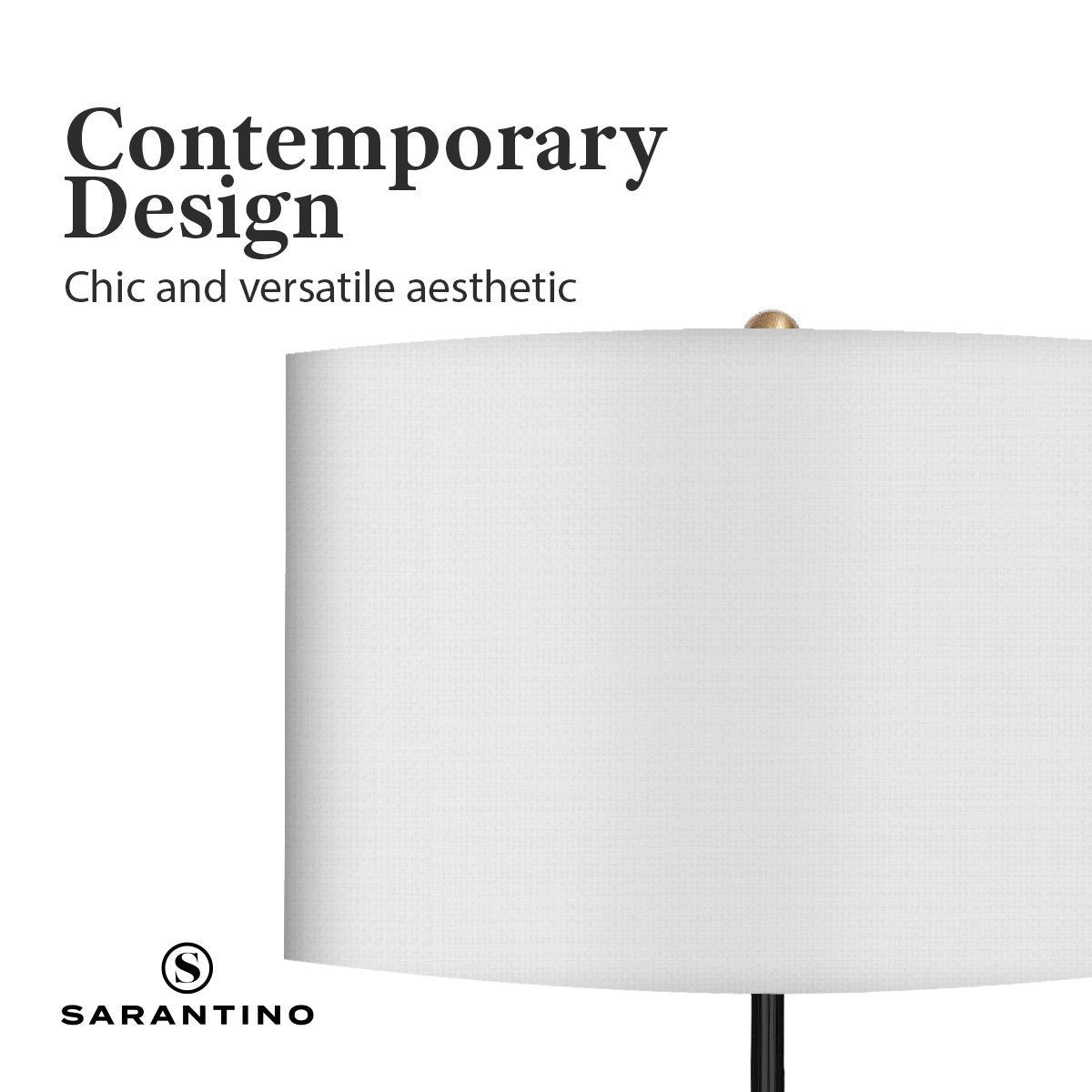 Sarantino Metal Floor Lamp Brushed Brass Finish with White Shade Sarantino