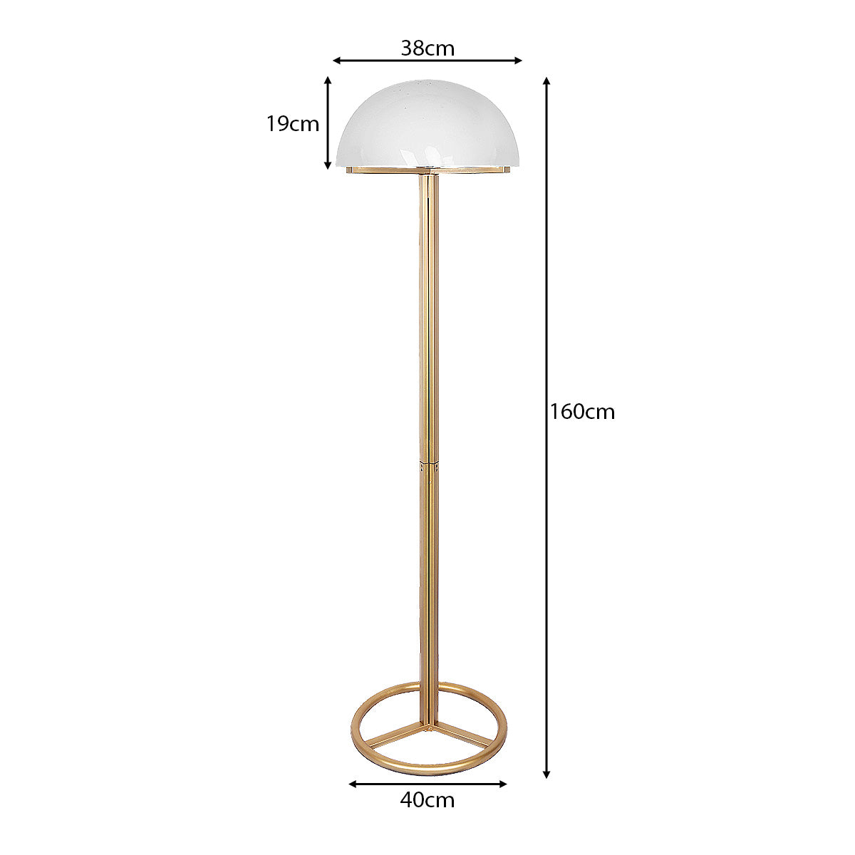 Sarantino Metal Floor Lamp with White Acrylic Shade by Sarantino Sarantino