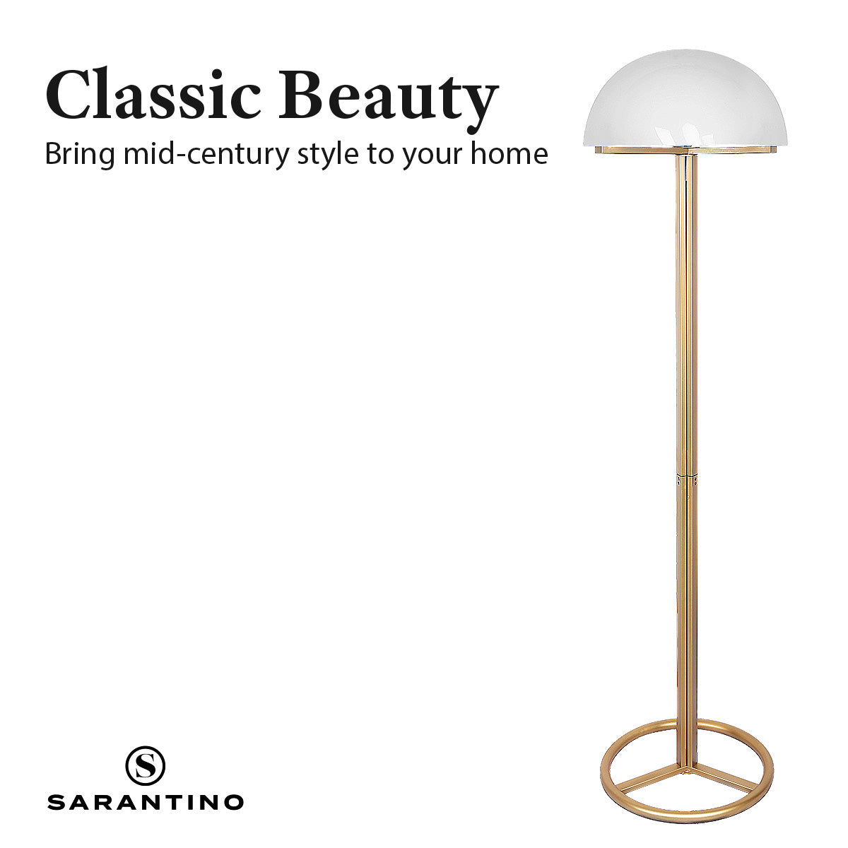 Sarantino Metal Floor Lamp with White Acrylic Shade by Sarantino Sarantino