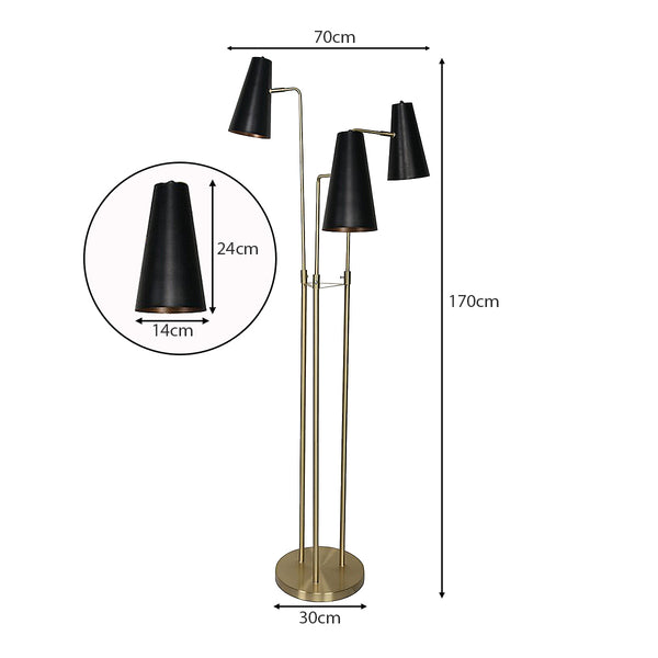 Sarantino Three Metal Shade Floor Lamp Sarantino