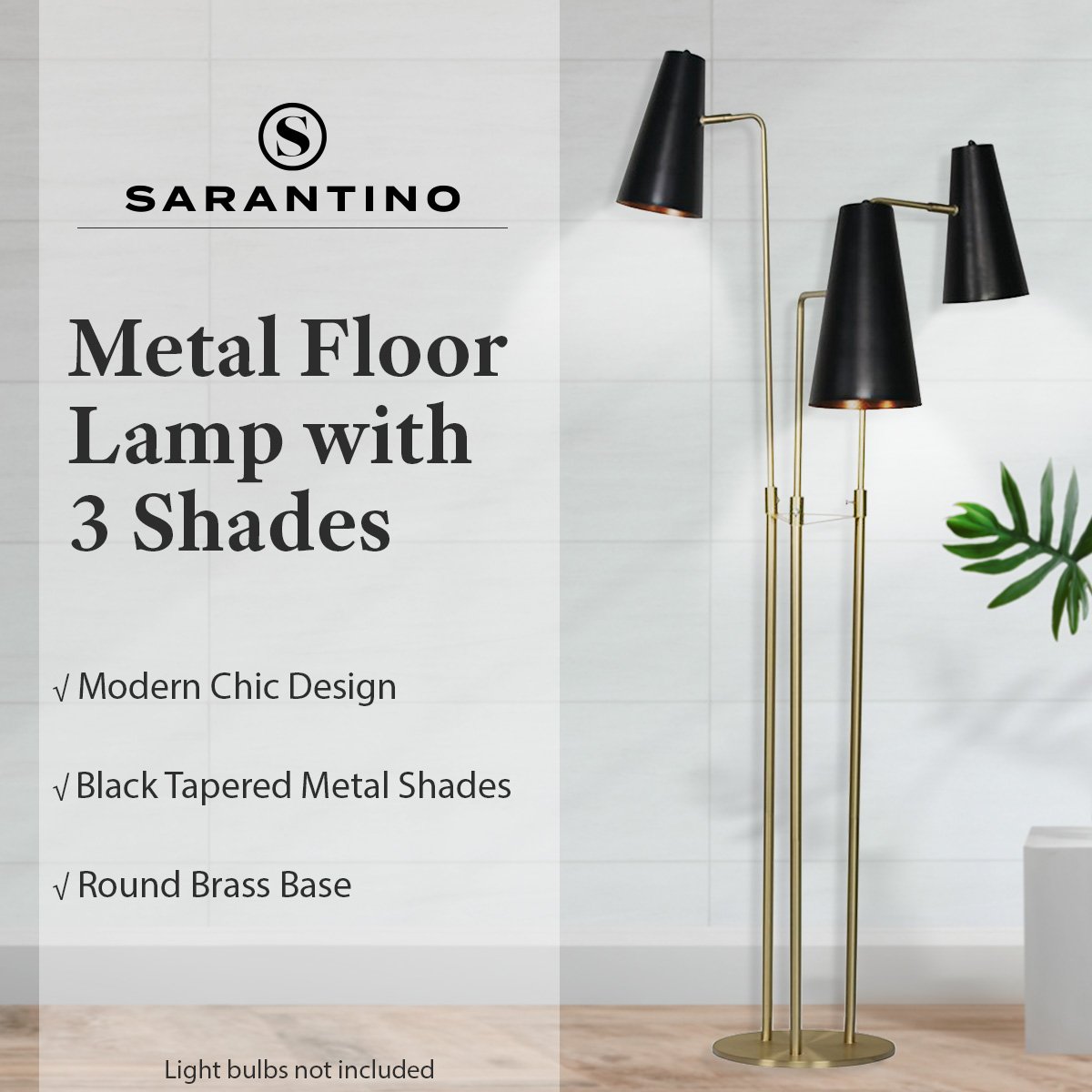 Sarantino Three Metal Shade Floor Lamp Sarantino