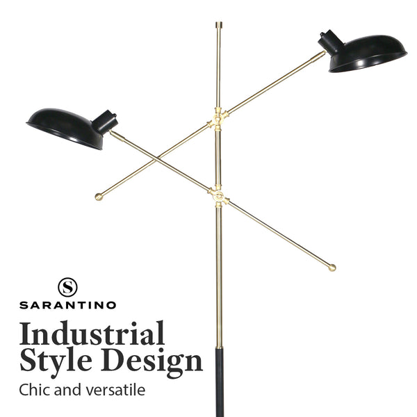 Sarantino Adjustable Two Light Lamp Black and Gold Finish Sarantino