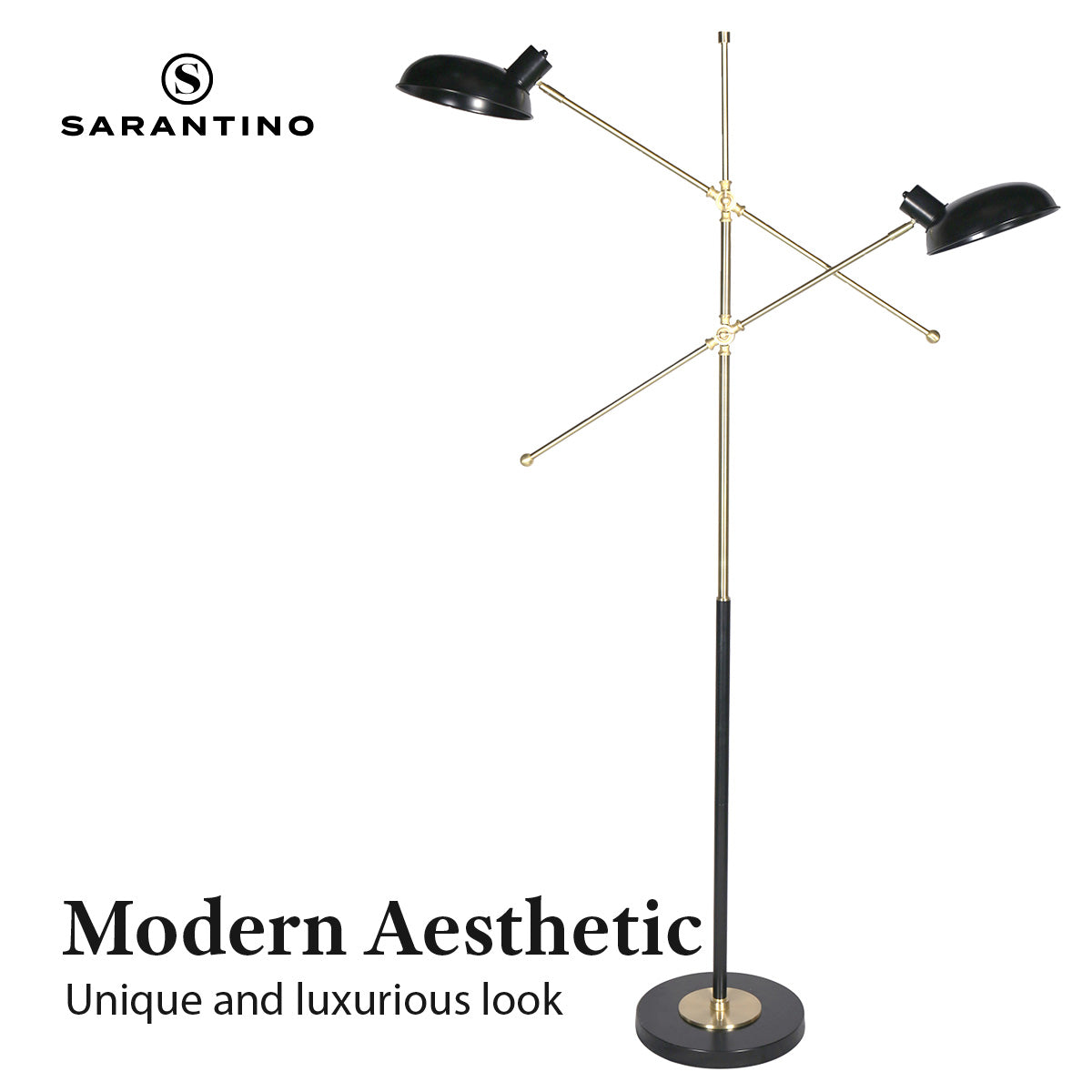Sarantino Adjustable Two Light Lamp Black and Gold Finish Sarantino