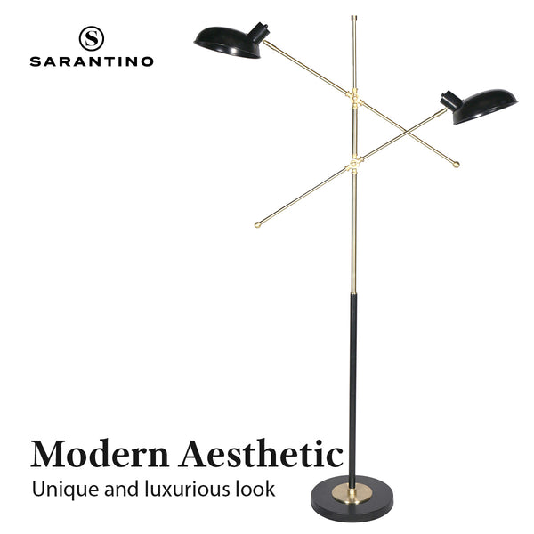 Sarantino Adjustable Two Light Lamp Black and Gold Finish Sarantino