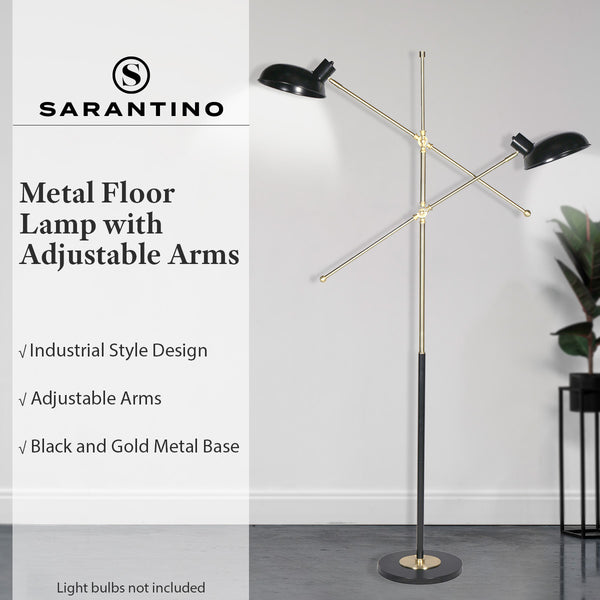 Sarantino Adjustable Two Light Lamp Black and Gold Finish Sarantino