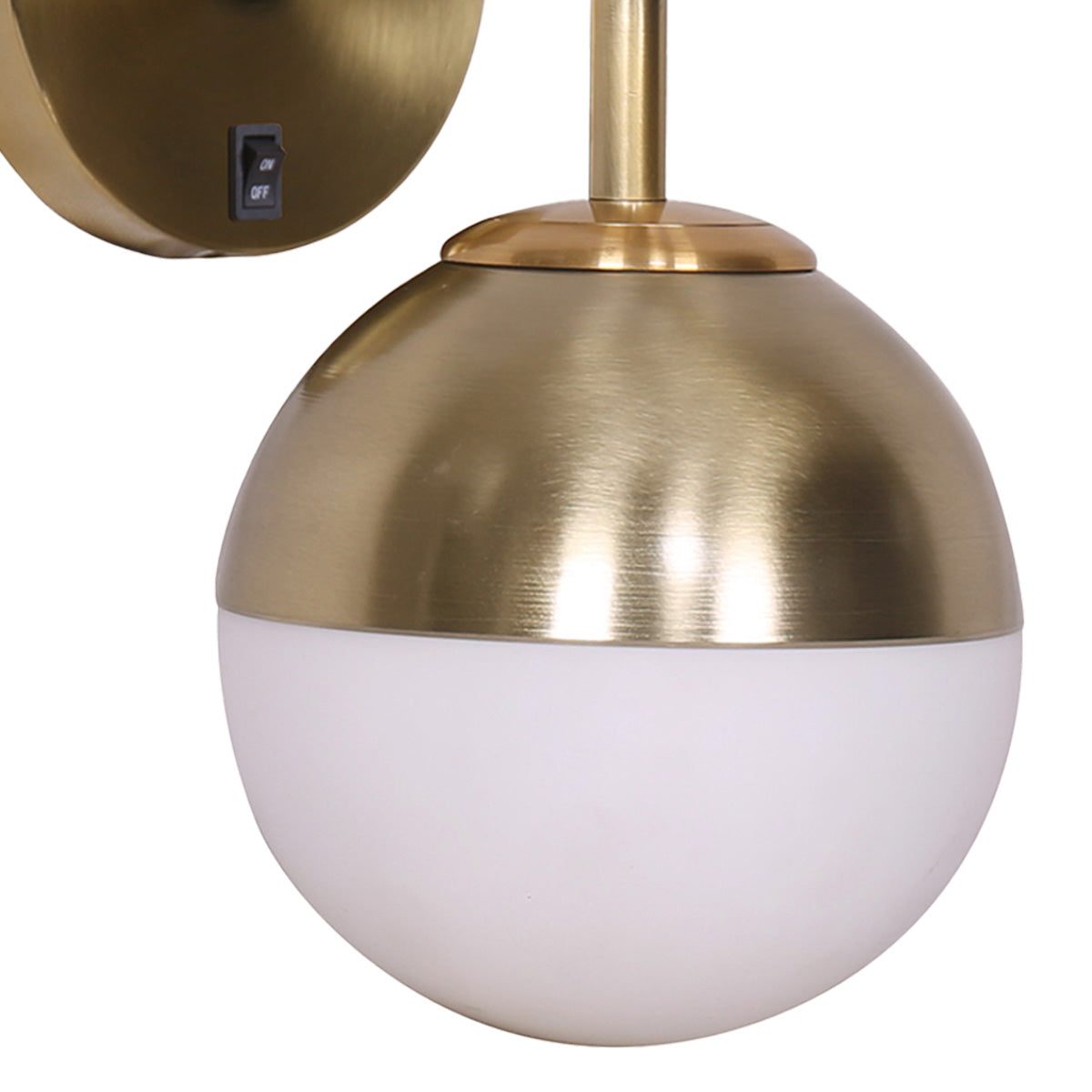 Sarantino Wall Lamp with Gold Metal Base and White Glass Shade Sarantino