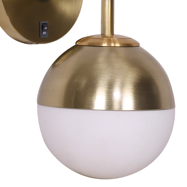 Sarantino Wall Lamp with Gold Metal Base and White Glass Shade Sarantino