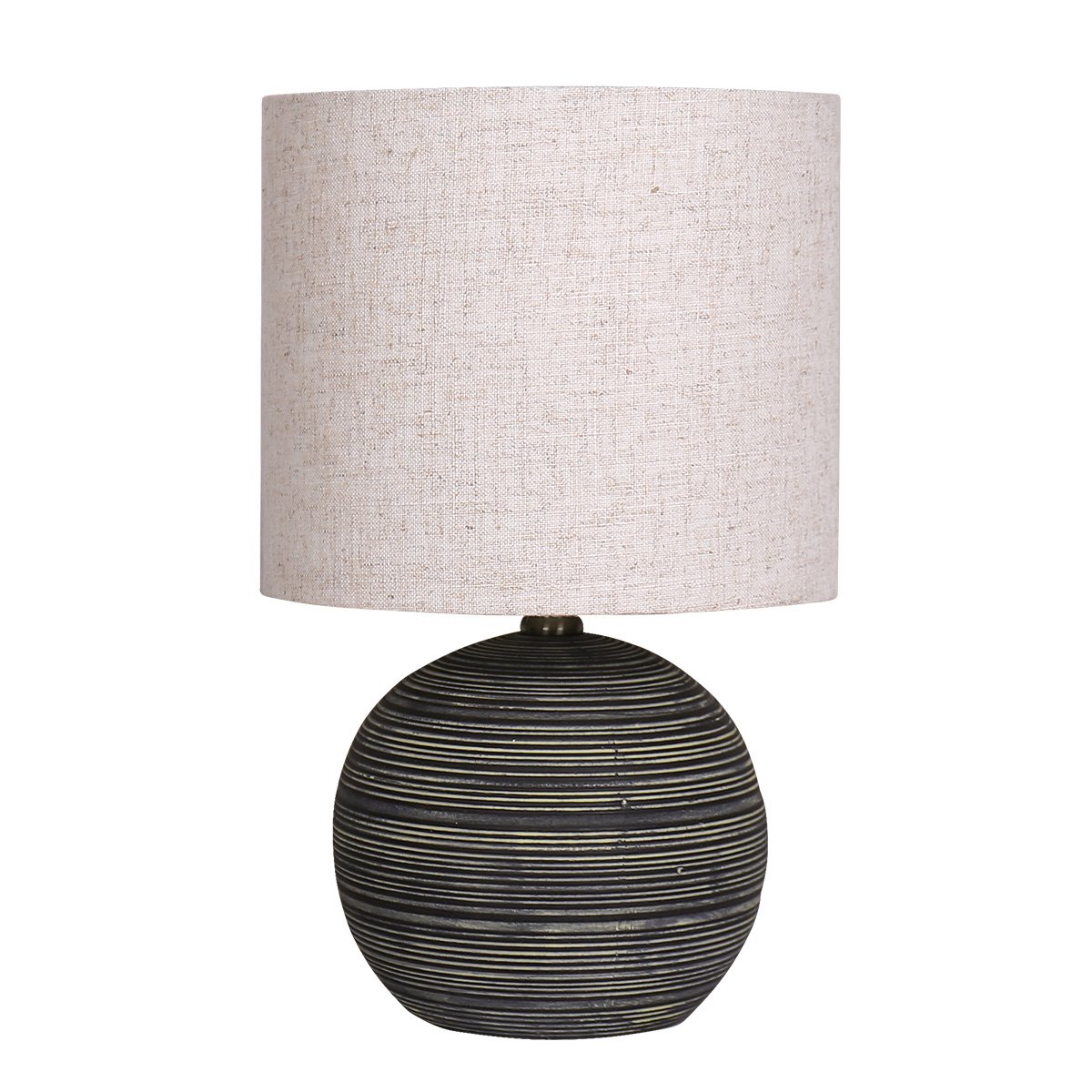 Sarantino Ceramic Table Lamp With Striped Pattern In Antique Black Sarantino