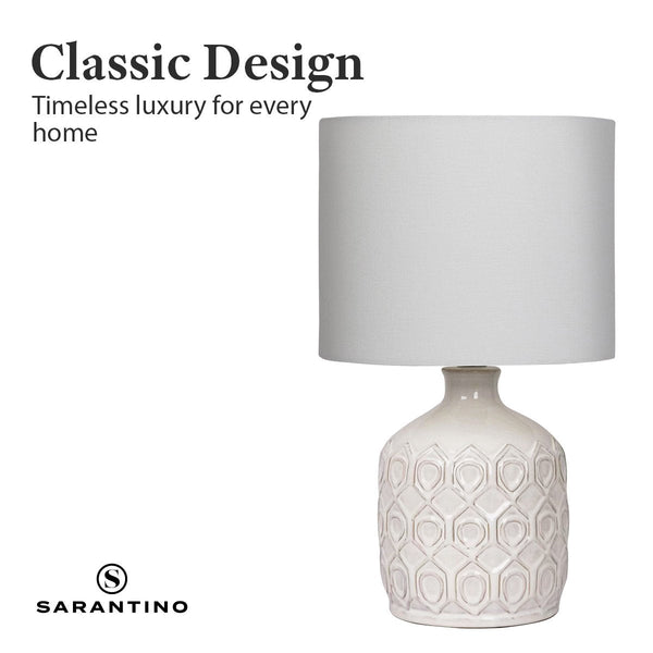 Sarantino Ceramic Table Lamp In Cream Sarantino