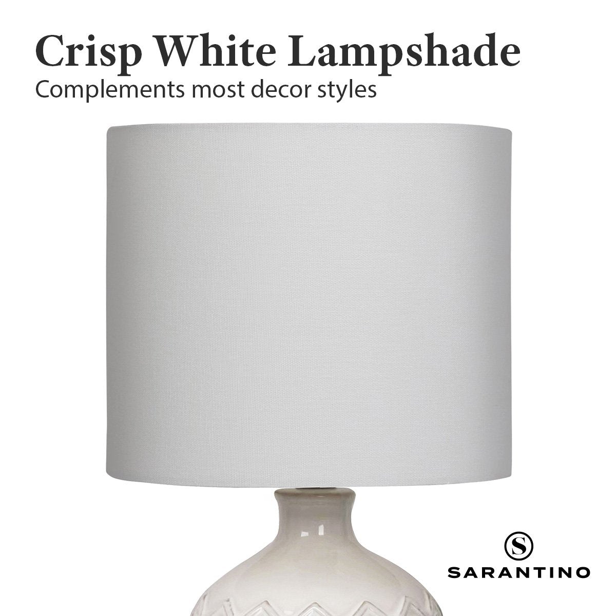 Sarantino Ceramic Table Lamp In Cream Sarantino