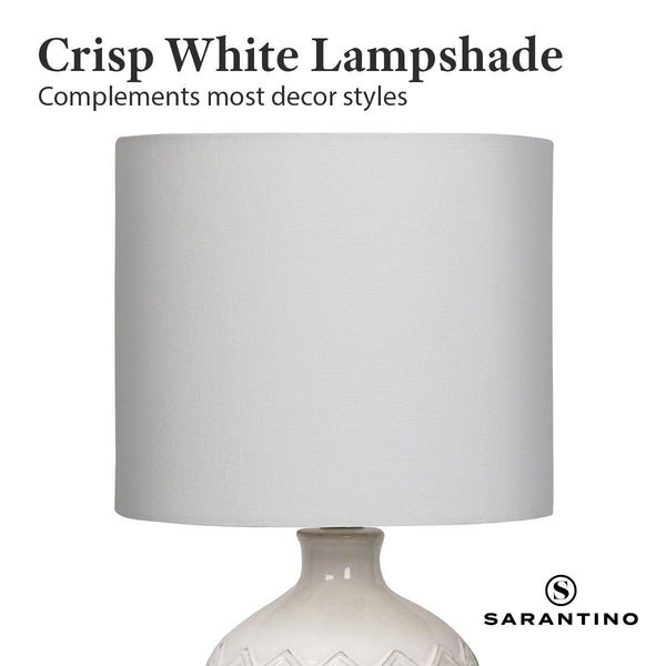 Sarantino Ceramic Table Lamp In Cream Sarantino