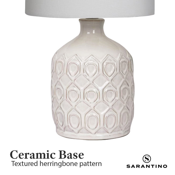 Sarantino Ceramic Table Lamp In Cream Sarantino