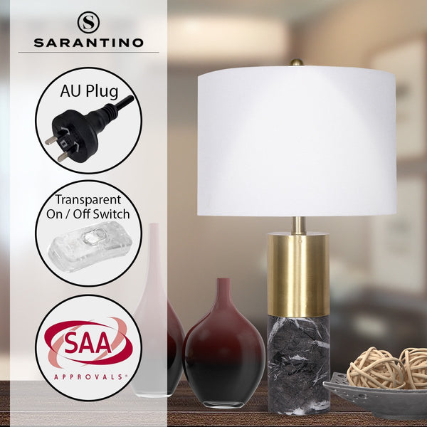 Sarantino Metal and Marble Table Lamp in Black Sarantino
