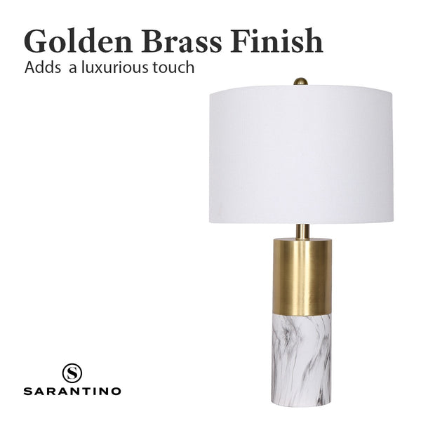 Sarantino Metal And Marble Table Lamp - White Sarantino