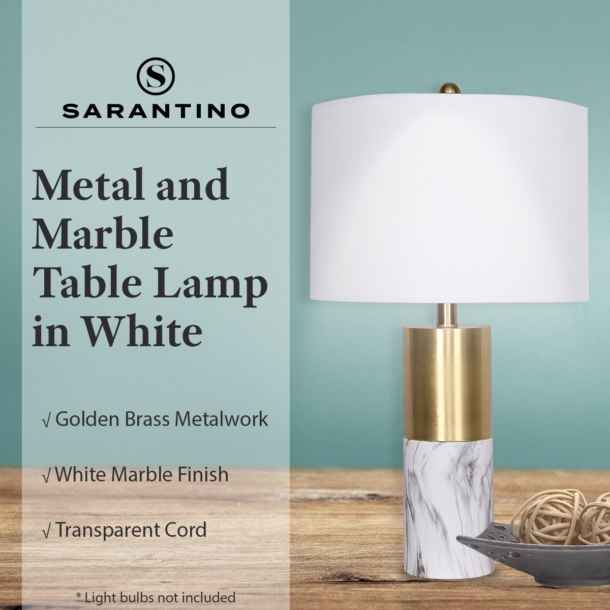 Sarantino Metal And Marble Table Lamp - White Sarantino