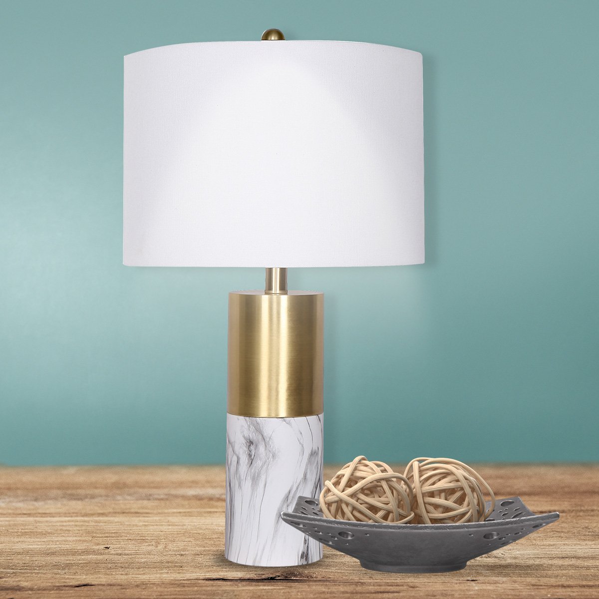 Sarantino Metal And Marble Table Lamp - White Sarantino