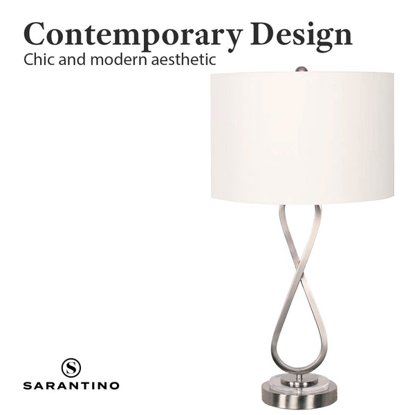 Sarantino Contemporary Table Lamp In Nickel Finish Sarantino