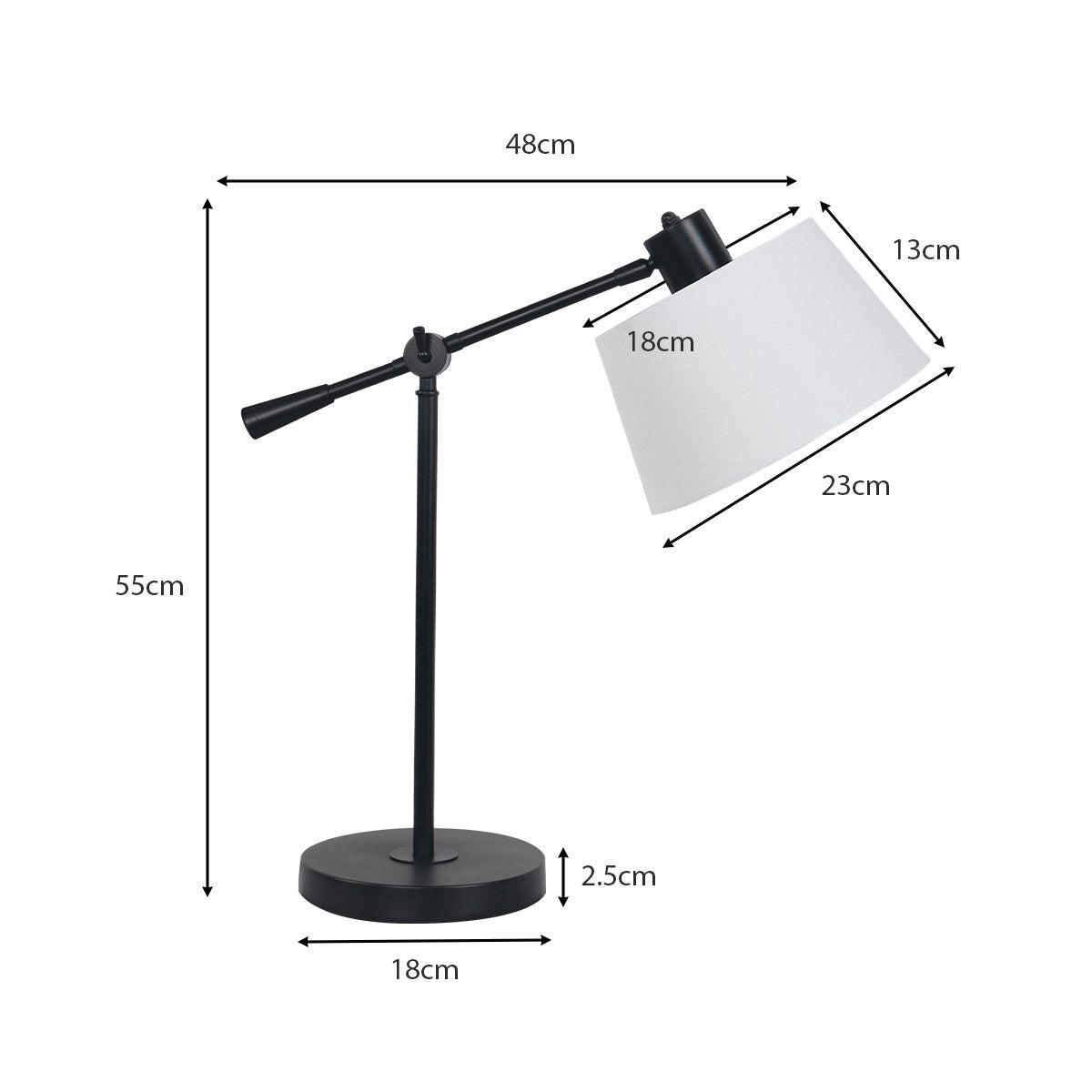 Sarantino Adjustable Metal Table Lamp In Black Sarantino