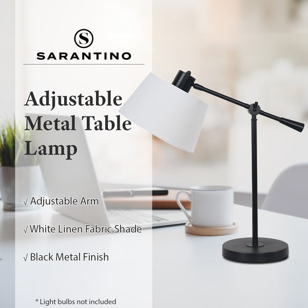 Sarantino Adjustable Metal Table Lamp In Black Sarantino