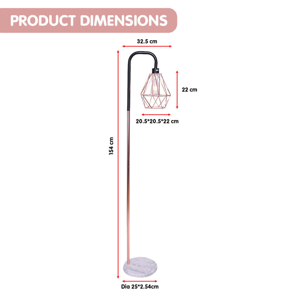 Sarantino Rose Gold Floor Lamp with Geometric Shade Sarantino