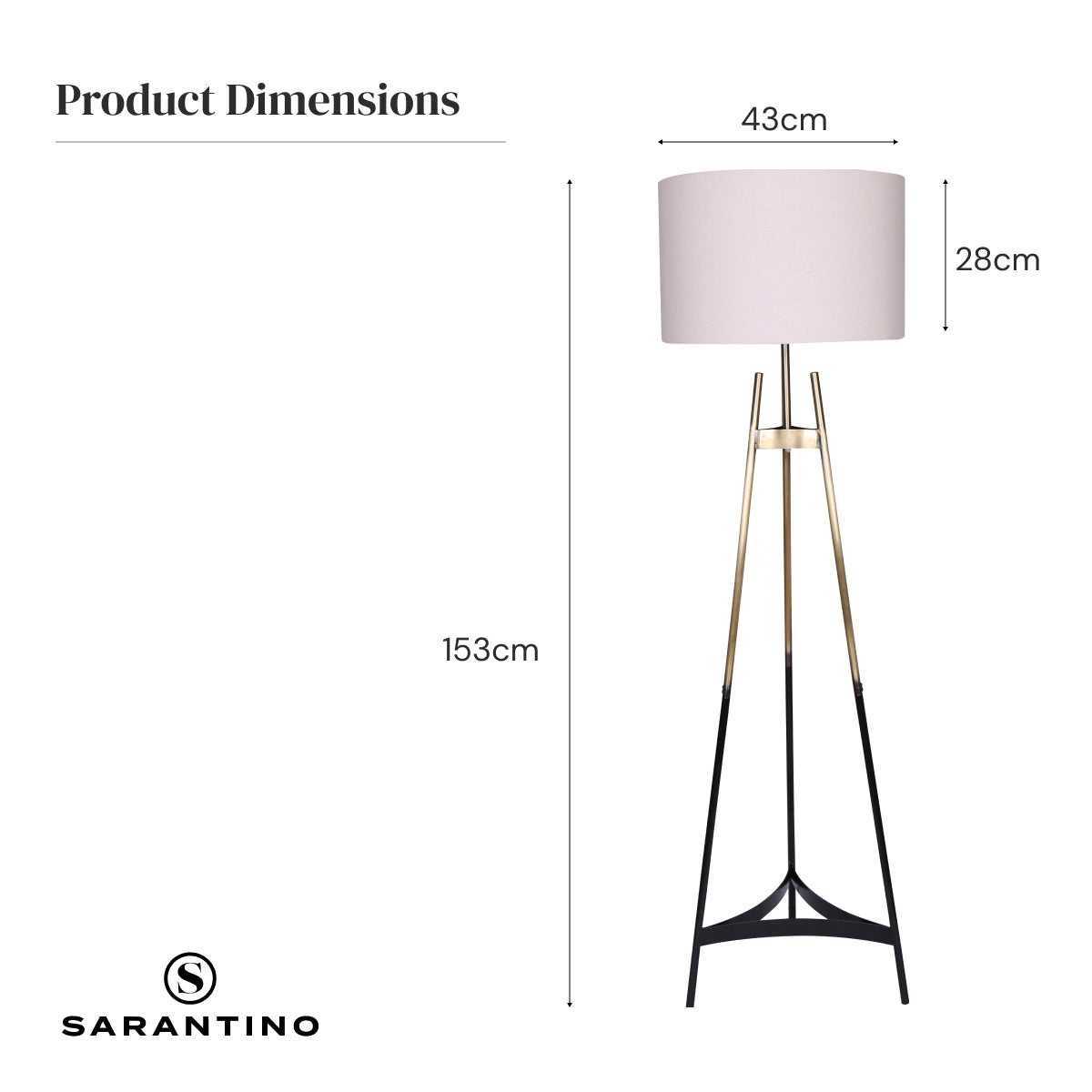 Sarantino Metal Tripod Electric Floor Lamp Gradient Finish Sarantino