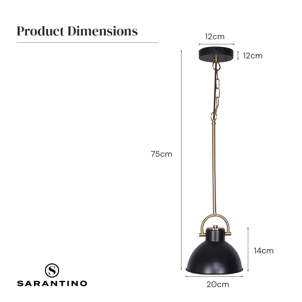 Sarantino Black and Gold Pendant Light Sarantino