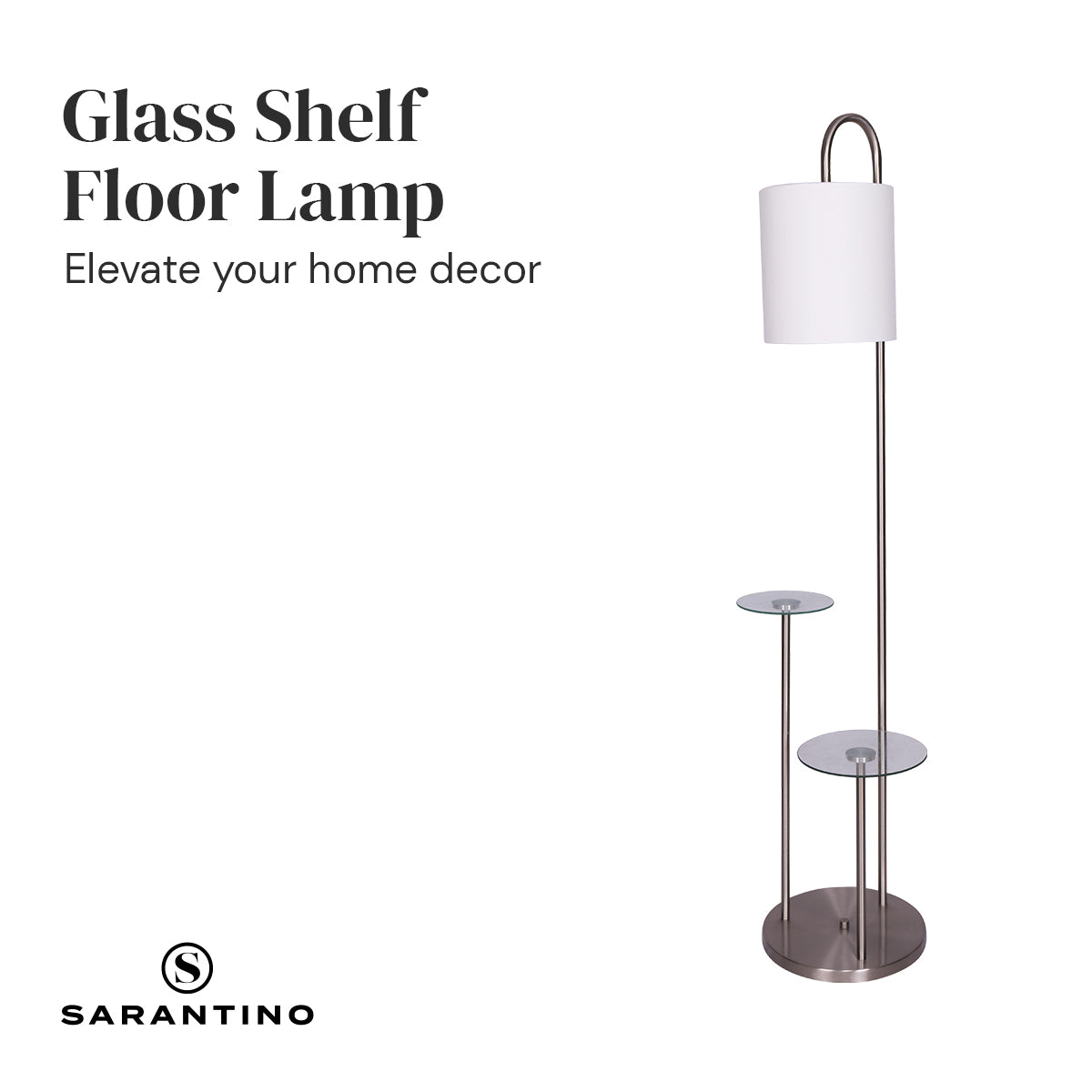 Sarantino Metal Floor Lamp with Glass Shelves Sarantino