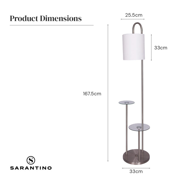 Sarantino Metal Floor Lamp with Glass Shelves Sarantino