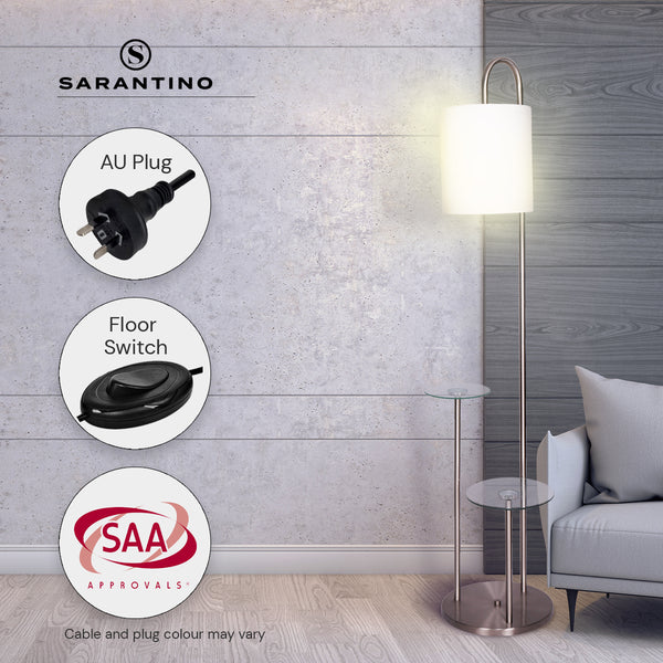 Sarantino Metal Floor Lamp with Glass Shelves Sarantino
