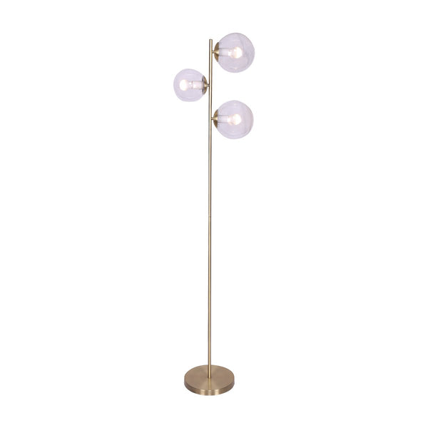 Sarantino 3-Light Gold Metal Floor Lamp with Glass Shades Sarantino