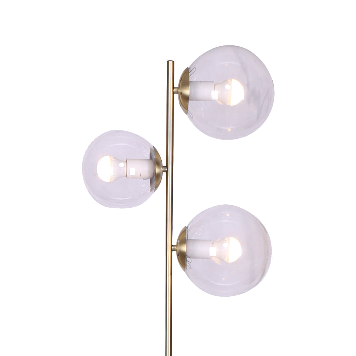 Sarantino 3-Light Gold Metal Floor Lamp with Glass Shades Sarantino