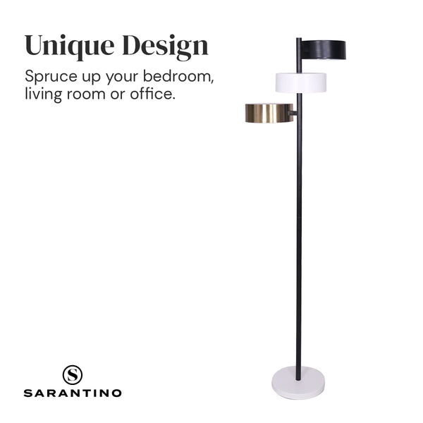 Sarantino Metal Floor Lamp with 3 Swirl Shades Sarantino
