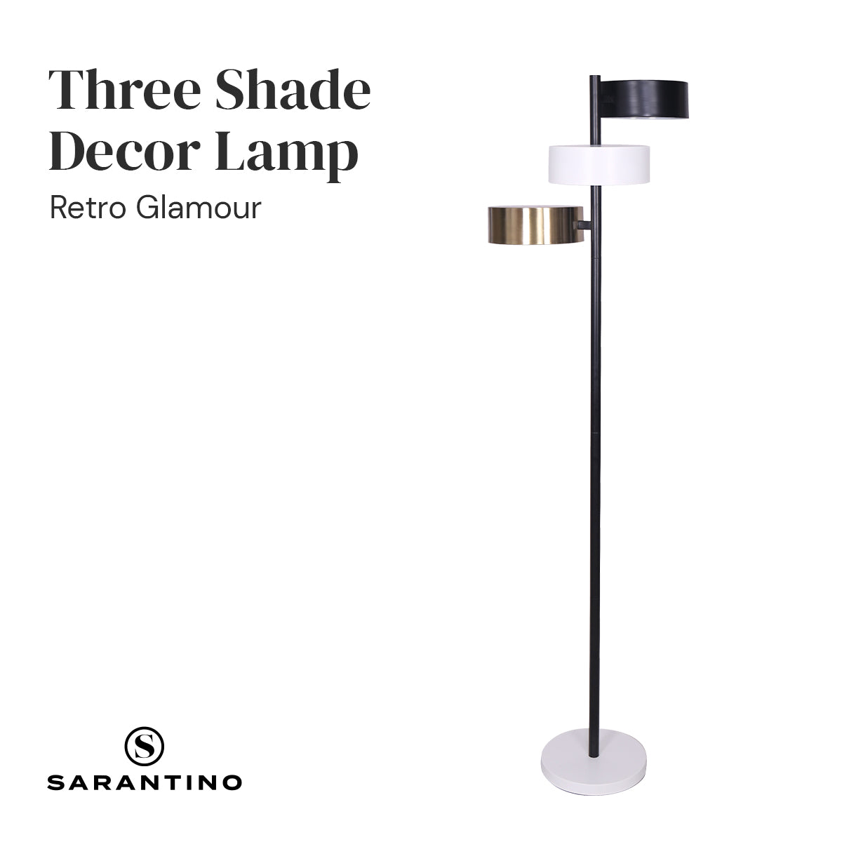 Sarantino Metal Floor Lamp with 3 Swirl Shades Sarantino