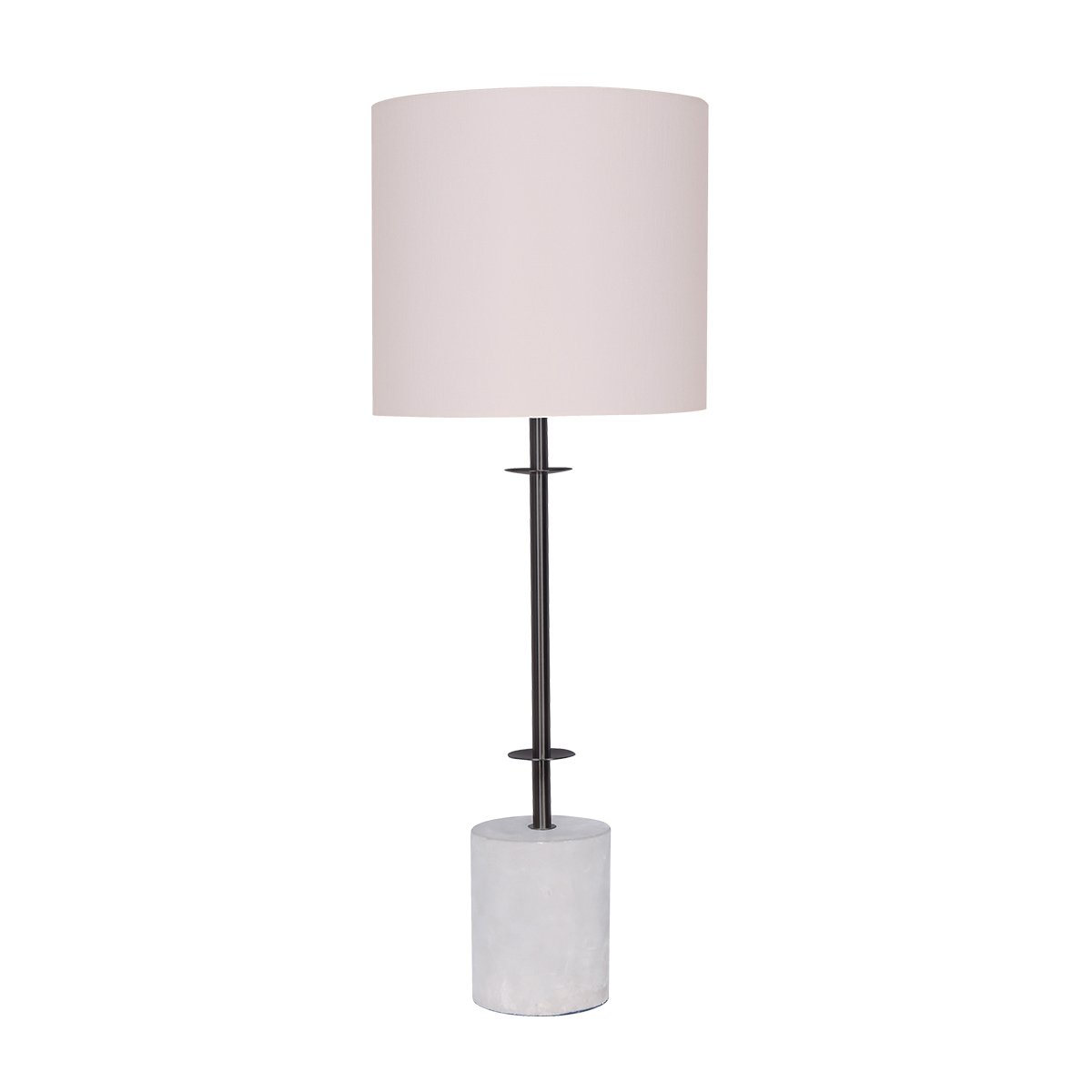 Sarantino Concrete & Metal Table Lamp with Off-White Linen Shade Sarantino