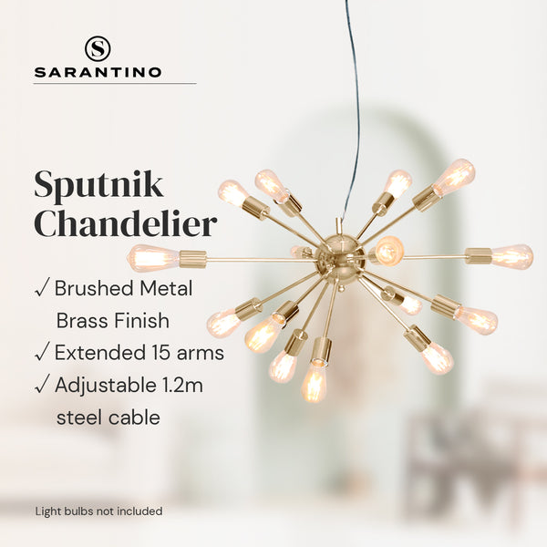 Sarantino 15-Light Sputnik Chandelier in Brass Finish Sarantino
