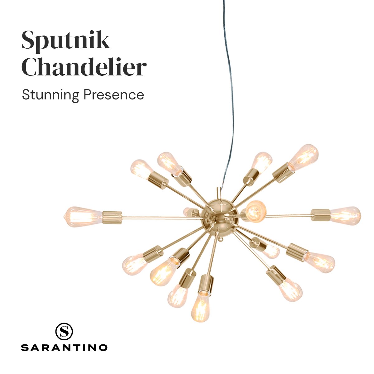 Sarantino 15-Light Sputnik Chandelier in Brass Finish Sarantino