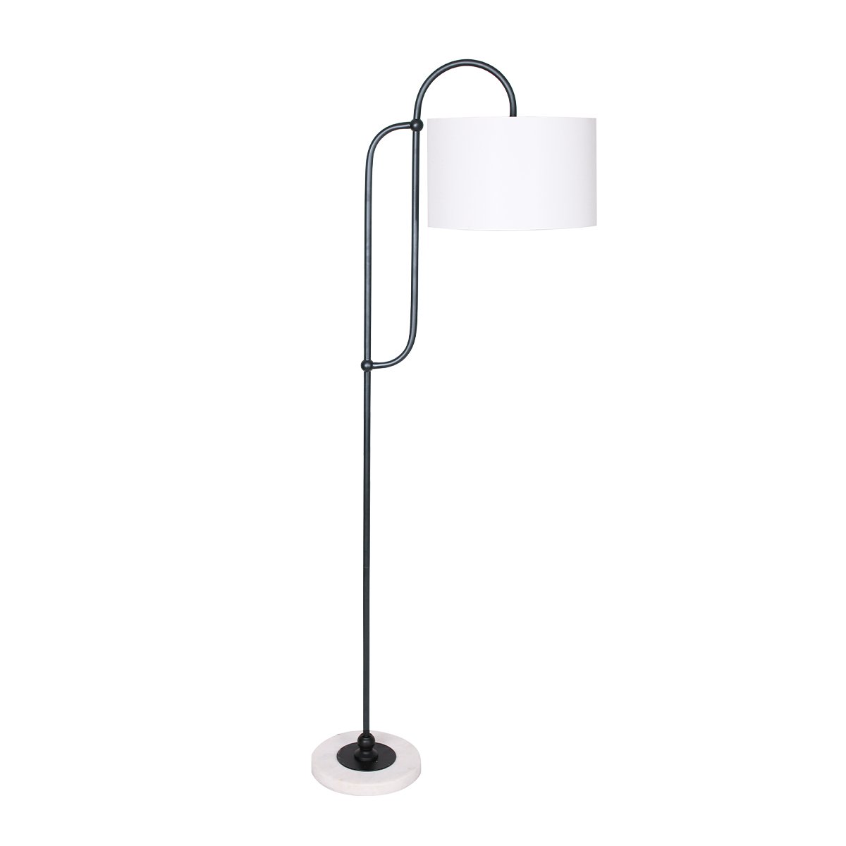 Sarantino Metal Floor Lamp with Marble Base & Off-White Shade Sarantino